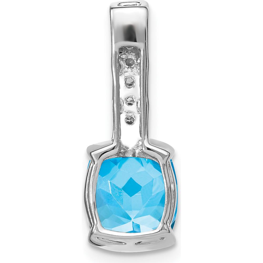 14K White Gold 8mm Cushion Blue Topaz Pendant with Round Diamonds - 2.5 Carat Total Gem Weight by Lumare Gioia