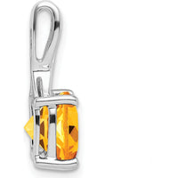 14K White Gold 8mm Cushion Citrine and Diamond Pendant - 2.008 Carat Total Gemstone Weight by Lumare Gioia
