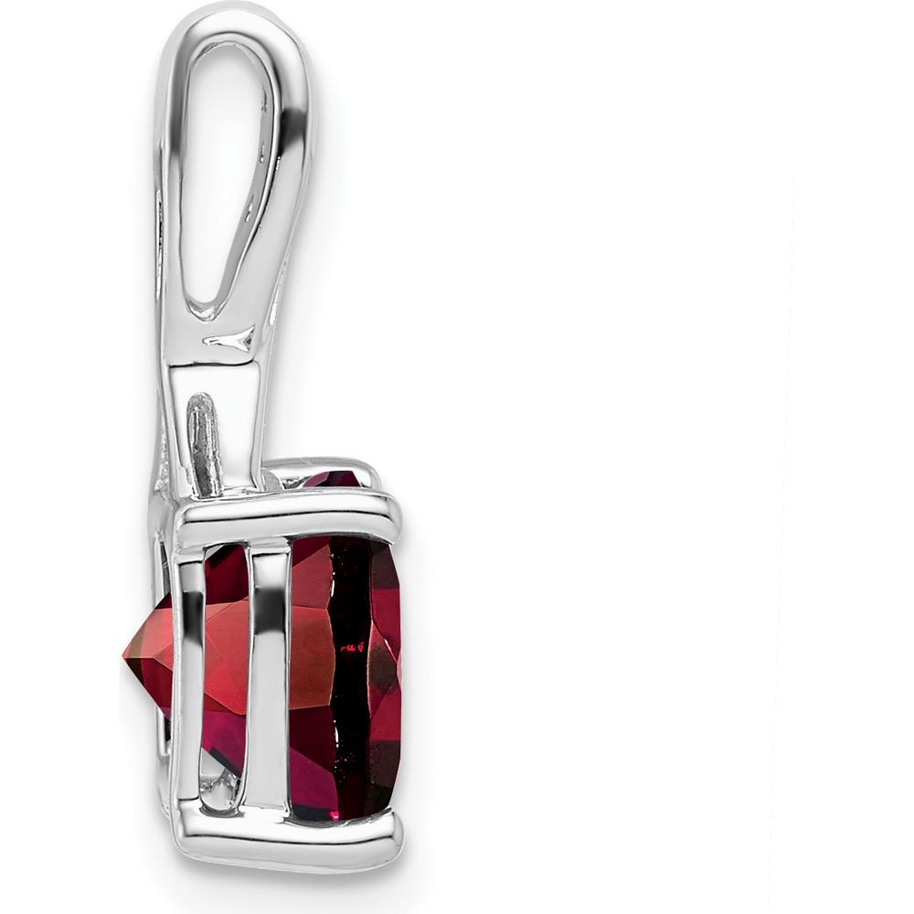 14K White Gold 8mm Cushion Garnet and Diamond Pendant - 2.002 Carat Garnet Weight, 0.006 Carat Diamond Total Weight by Lumare Gioia
