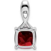14K White Gold 8mm Cushion Garnet and Diamond Pendant - 2.002 Carat Garnet Weight, 0.006 Carat Diamond Total Weight by Lumare Gioia