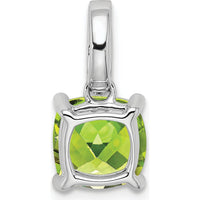 14K White Gold 8mm Cushion Peridot and Diamond Pendant - 3.04 Carat Total Gemstone Weight by Lumare Gioia