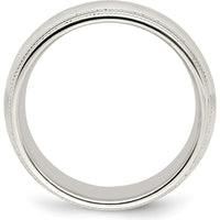 14K White Gold 8mm Double Milgrain Comfort Fit Wedding Band - Size 6 by 0
