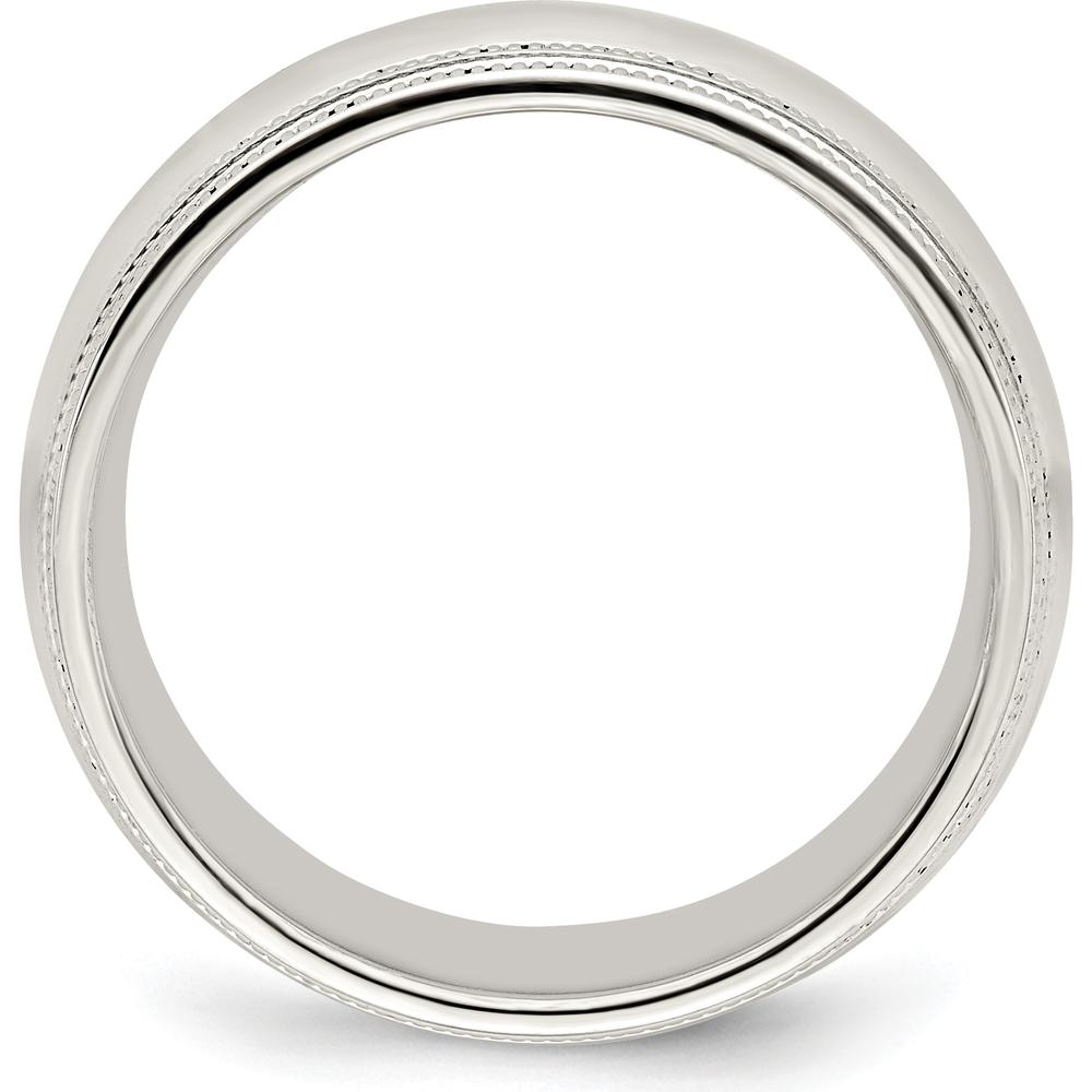 14K White Gold 8mm Double Milgrain Comfort Fit Wedding Band - Size 6 by 0