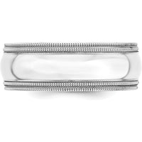 14K White Gold 8mm Double Milgrain Comfort Fit Wedding Band - Size 6 by 0