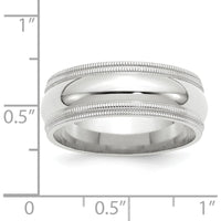 14K White Gold 8mm Double Milgrain Comfort Fit Wedding Band - Size 6 by 0