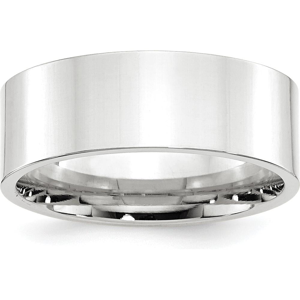 14K White Gold 8mm Flat Comfort Fit Wedding Band - Adjustable Size 11.5-11.75 by Luciano & Cie