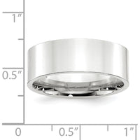 14K White Gold 8mm Flat Comfort Fit Wedding Band - Size 7 by Luciano & Cie