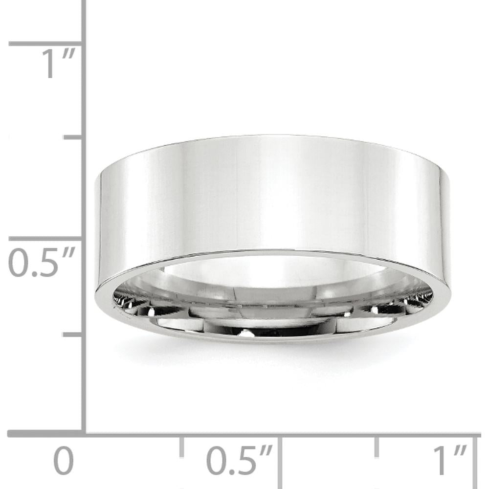 14K White Gold 8mm Flat Comfort Fit Wedding Band - Size 7 by Luciano & Cie
