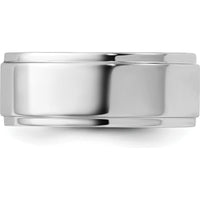 14K White Gold 8mm Flat Wedding Band with Step Down Edge - Size 10.5 by Luciano & Cie