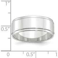 14K White Gold 8mm Flat Wedding Band with Step Down Edge - Size 10.5 by Luciano & Cie