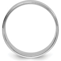 14K White Gold 8mm Flat Wedding Band with Step Edge - Size 7.5 by Luciano & Cie