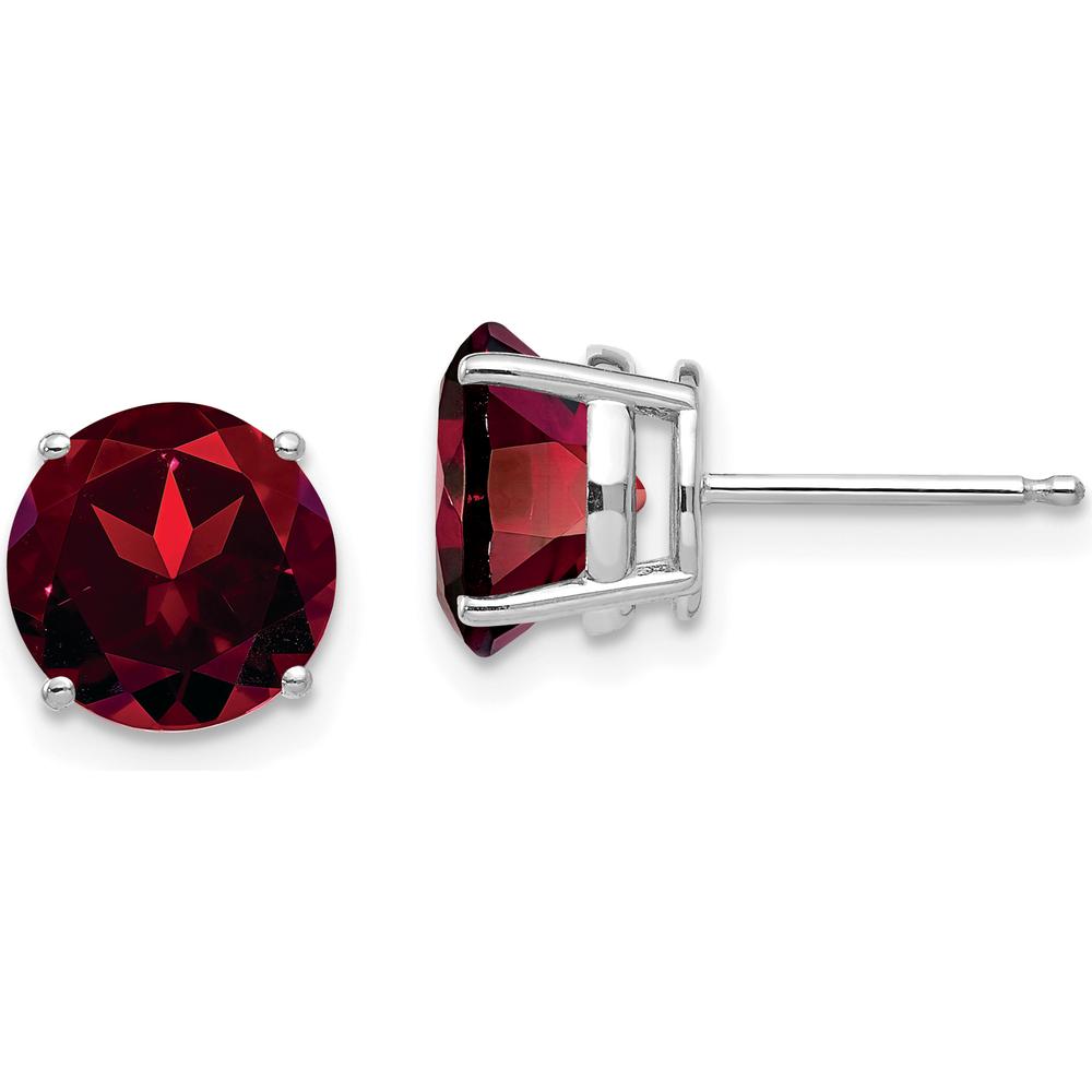 14K White Gold 8mm Garnet Stud Earrings - 2.25 Carat Total Garnet Weight by Monteluci Fine Jewelry