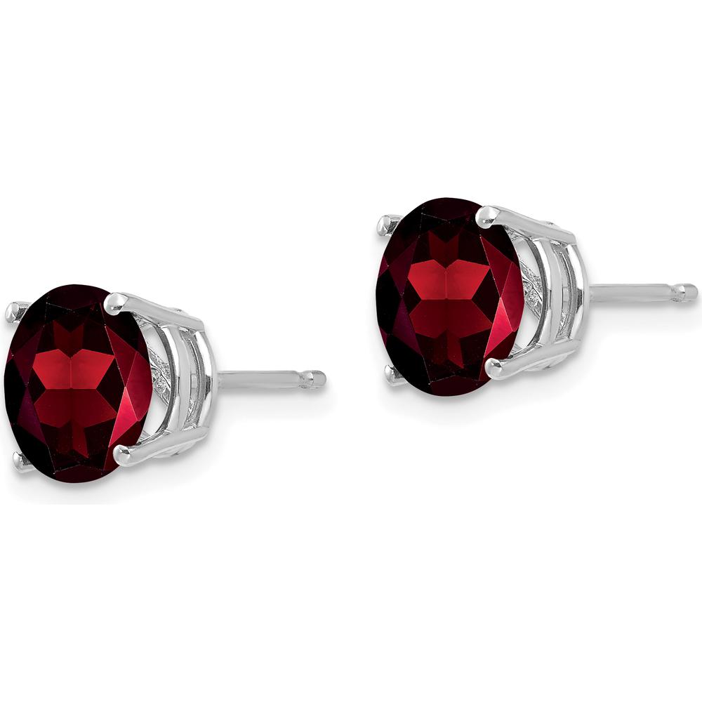 14K White Gold 8mm Garnet Stud Earrings - 2.25 Carat Total Garnet Weight by Monteluci Fine Jewelry