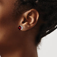 14K White Gold 8mm Garnet Stud Earrings - 2.25 Carat Total Garnet Weight by Monteluci Fine Jewelry