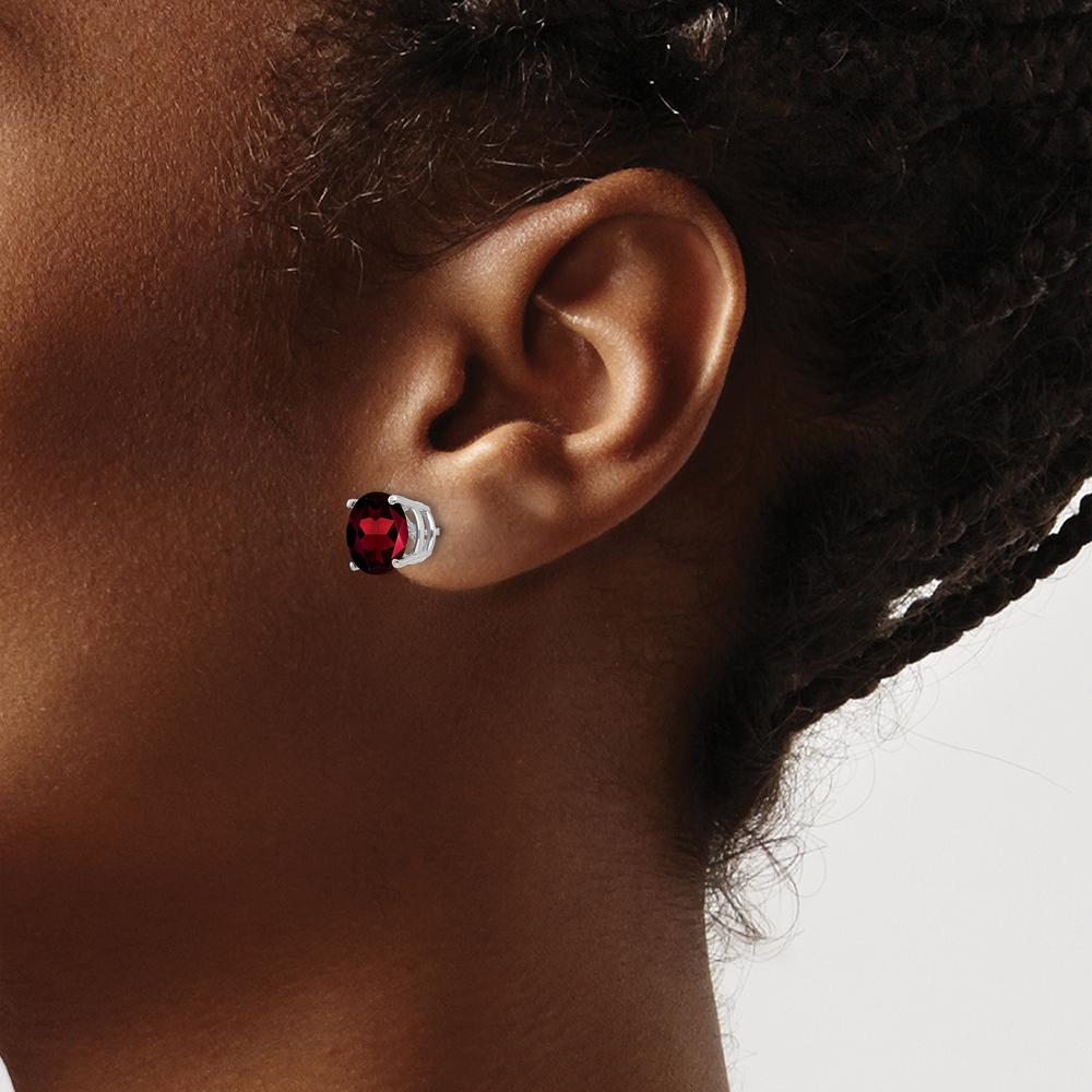 14K White Gold 8mm Garnet Stud Earrings - 2.25 Carat Total Garnet Weight by Monteluci Fine Jewelry