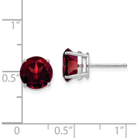 14K White Gold 8mm Garnet Stud Earrings - 2.25 Carat Total Garnet Weight by Monteluci Fine Jewelry