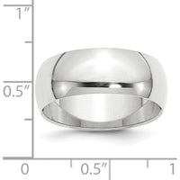 14K White Gold 8mm Half-Round Wedding Band - Size 11 by Luciano & Cie
