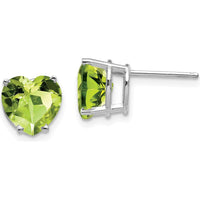 14K White Gold 8mm Heart Peridot Earrings - 1.90 Carat Total Peridot Weight by Monteluci Fine Jewelry