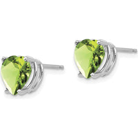 14K White Gold 8mm Heart Peridot Earrings - 1.90 Carat Total Peridot Weight by Monteluci Fine Jewelry