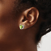 14K White Gold 8mm Heart Peridot Earrings - 1.90 Carat Total Peridot Weight by Monteluci Fine Jewelry