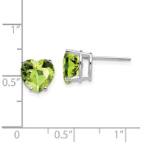 14K White Gold 8mm Heart Peridot Earrings - 1.90 Carat Total Peridot Weight by Monteluci Fine Jewelry