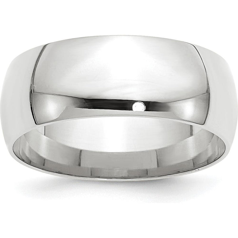 14K White Gold 8mm Lightweight Comfort Fit Wedding Band - Size 8.5 by 0