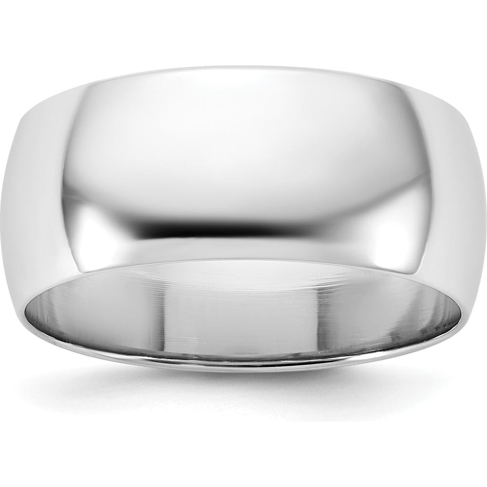 14K White Gold 8mm Lightweight Half Round Wedding Band - Size 7 by Luciano & Cie