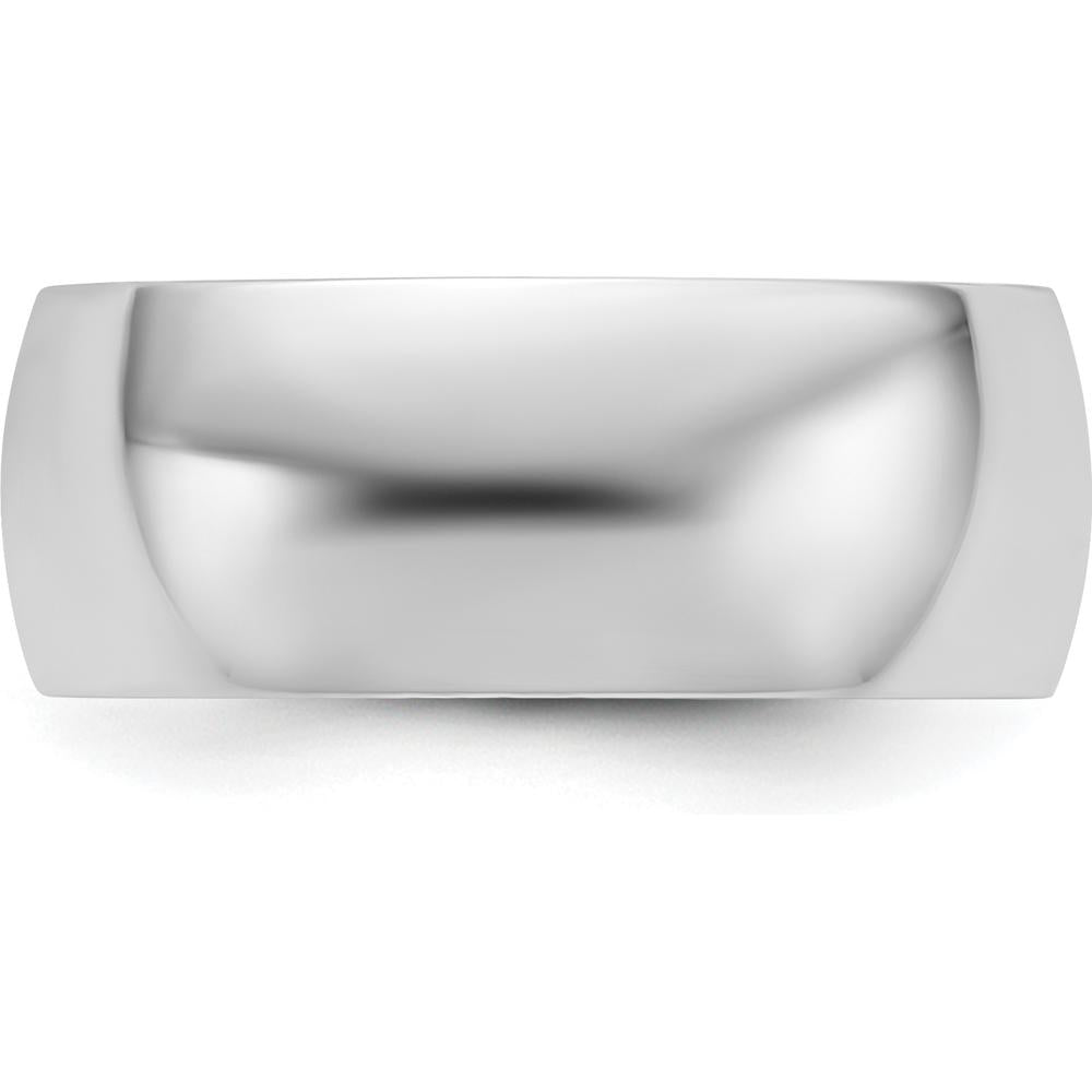 14K White Gold 8mm Lightweight Half Round Wedding Band - Size 7 by Luciano & Cie