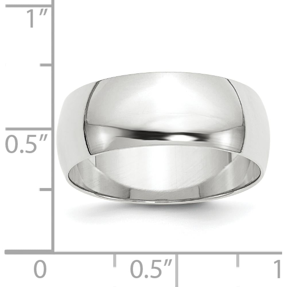 14K White Gold 8mm Lightweight Half Round Wedding Band - Size 7 by Luciano & Cie