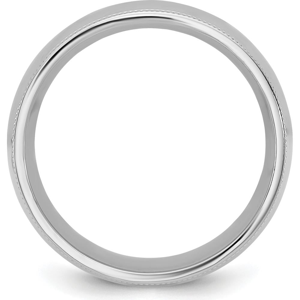 14K White Gold 8mm Milgrain Comfort Fit Band - Unisex Wedding Ring by Luciano & Cie