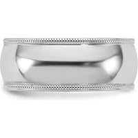 14K White Gold 8mm Milgrain Comfort Fit Band - Unisex Wedding Ring by Luciano & Cie