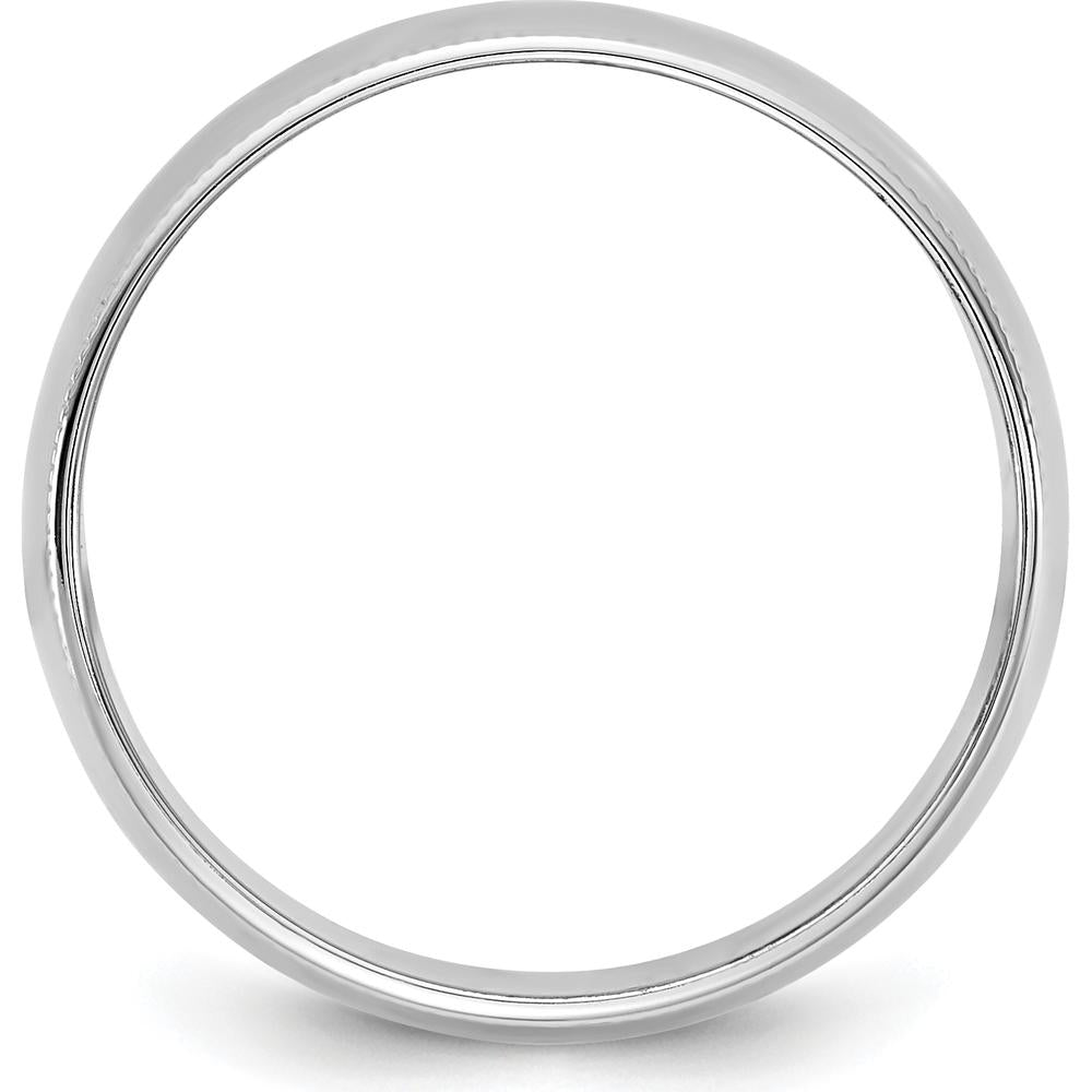14K White Gold 8mm Milgrain Half Round Wedding Band - Polished Finish, Unisex, Engravable by Luciano & Cie