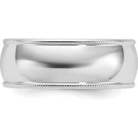 14K White Gold 8mm Milgrain Half Round Wedding Band by Luciano & Cie