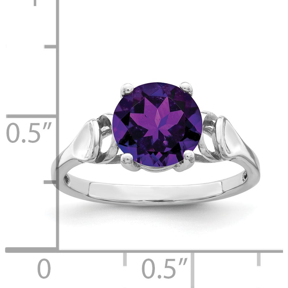14K White Gold 8mm Round Amethyst Ring - 1.7 Carat Total Gemstone Weight by Monteluci Fine Jewelry