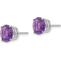 14K White Gold 8mm Round Amethyst Stud Earrings - 1.7 Carat Total Amethyst Weight by Monteluci Fine Jewelry