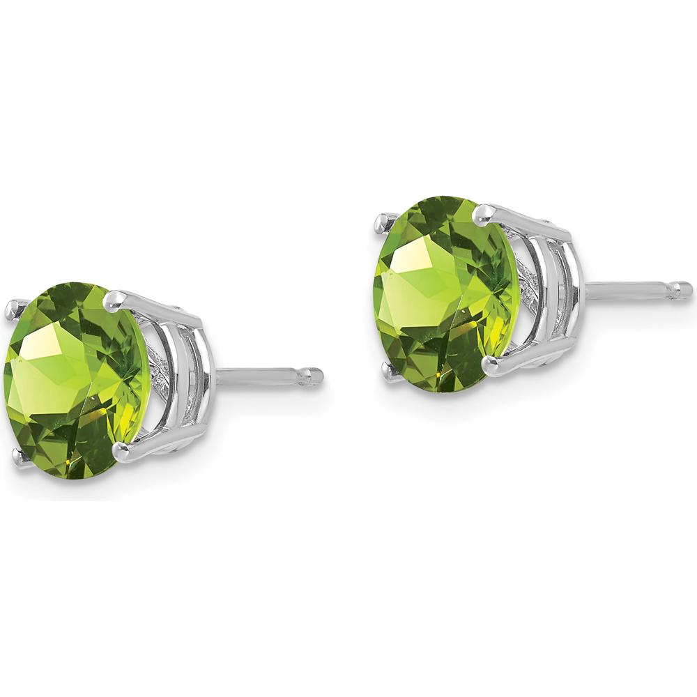 14K White Gold 8mm Round Peridot Stud Earrings - 2.25 Carat Total Gem Weight by Monteluci Fine Jewelry