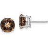 14K White Gold 8mm Round Smoky Quartz Stud Earrings - 1.90 Carat Total Gem Weight by Monteluci Fine Jewelry