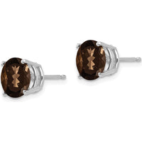 14K White Gold 8mm Round Smoky Quartz Stud Earrings - 1.90 Carat Total Gem Weight by Monteluci Fine Jewelry