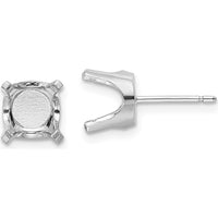 14K White Gold 8mm Round Stud Earring Mountings - Rhodium Plated, Pair by Oro Pregiato