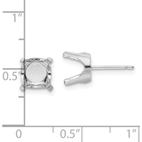 14K White Gold 8mm Round Stud Earring Mountings - Rhodium Plated, Pair by Oro Pregiato