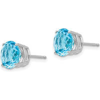 14K White Gold 8mm Swiss Blue Topaz Stud Earrings - 2.5 Carat Total Gemstone Weight by Monteluci Fine Jewelry