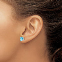 14K White Gold 8mm Swiss Blue Topaz Stud Earrings - 2.5 Carat Total Gemstone Weight by Monteluci Fine Jewelry