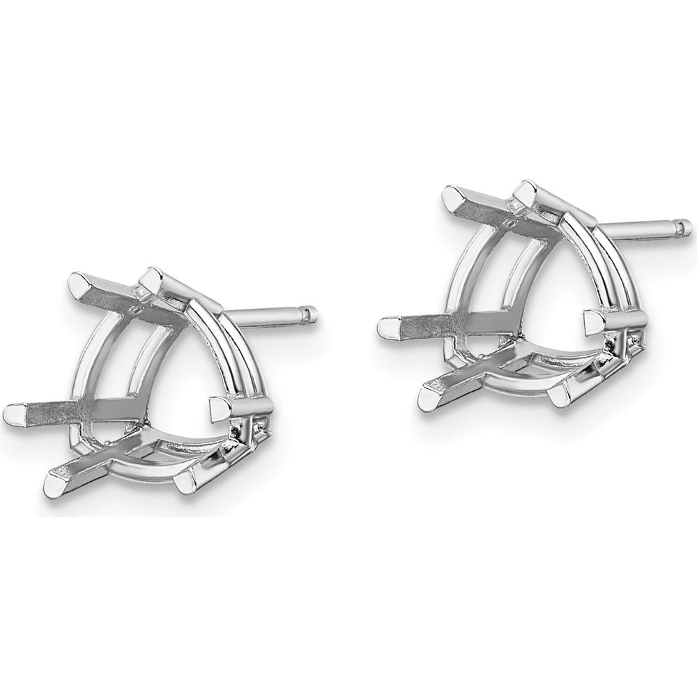 14K White Gold 8mm Trillion Earring Mountings for 8mm Gemstones - Polished Finish by Monteluci Fine Jewelry