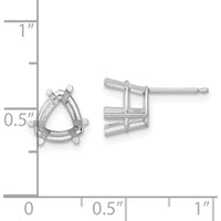 14K White Gold 8mm Trillion Earring Mountings for 8mm Gemstones - Polished Finish by Monteluci Fine Jewelry