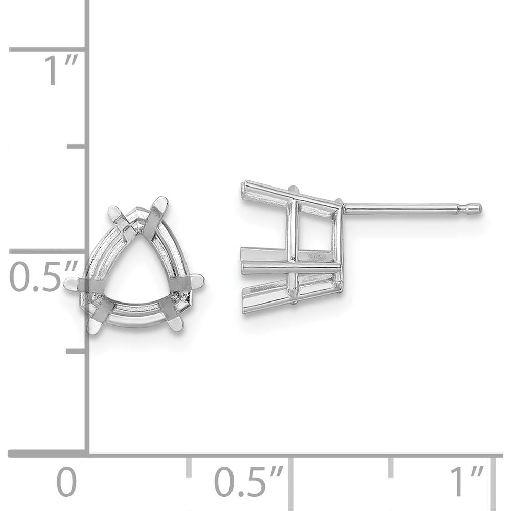14K White Gold 8mm Trillion Earring Mountings for 8mm Gemstones - Polished Finish by Monteluci Fine Jewelry