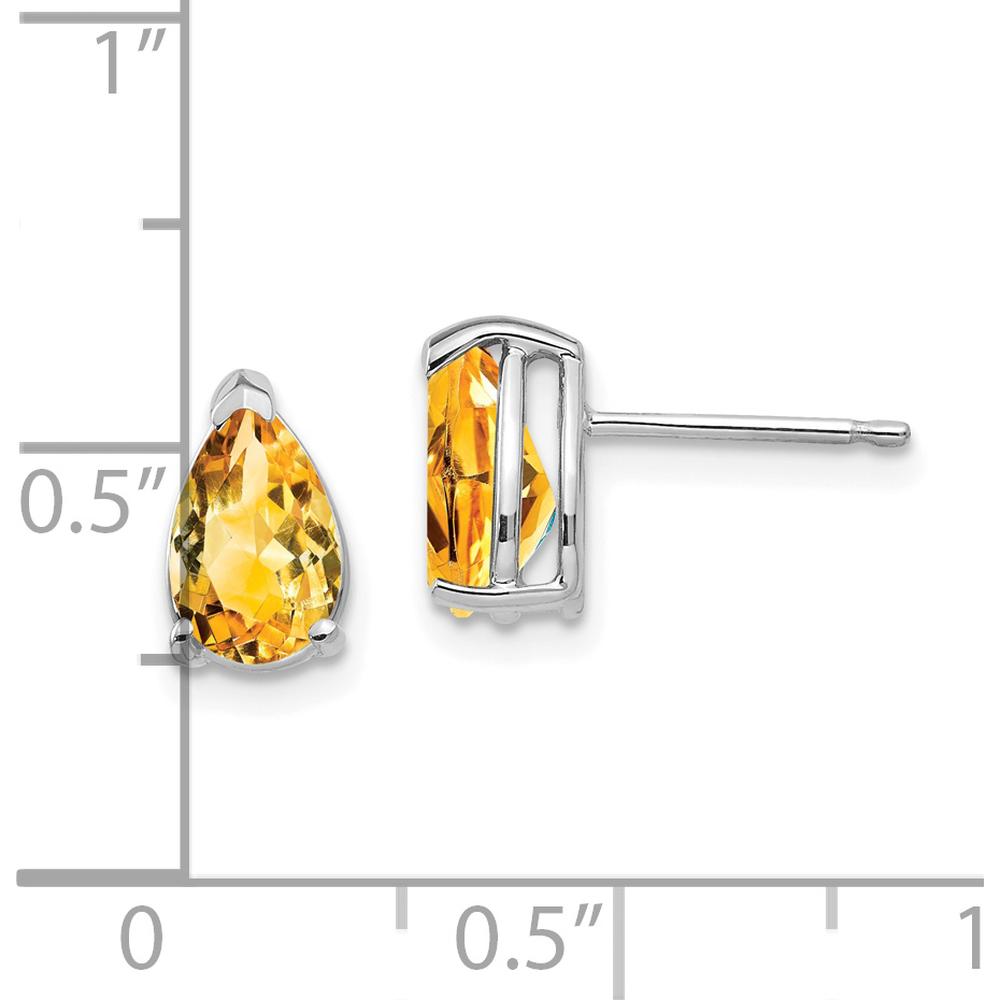 14K White Gold 8x5mm Pear Citrine Stud Earrings - 0.75 Carat Total Citrine Weight by Monteluci Fine Jewelry