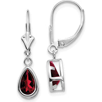 14K White Gold 8x5mm Pear Garnet Leverback Earrings - 1.00 Carat Total Garnet Weight by Monteluci Fine Jewelry