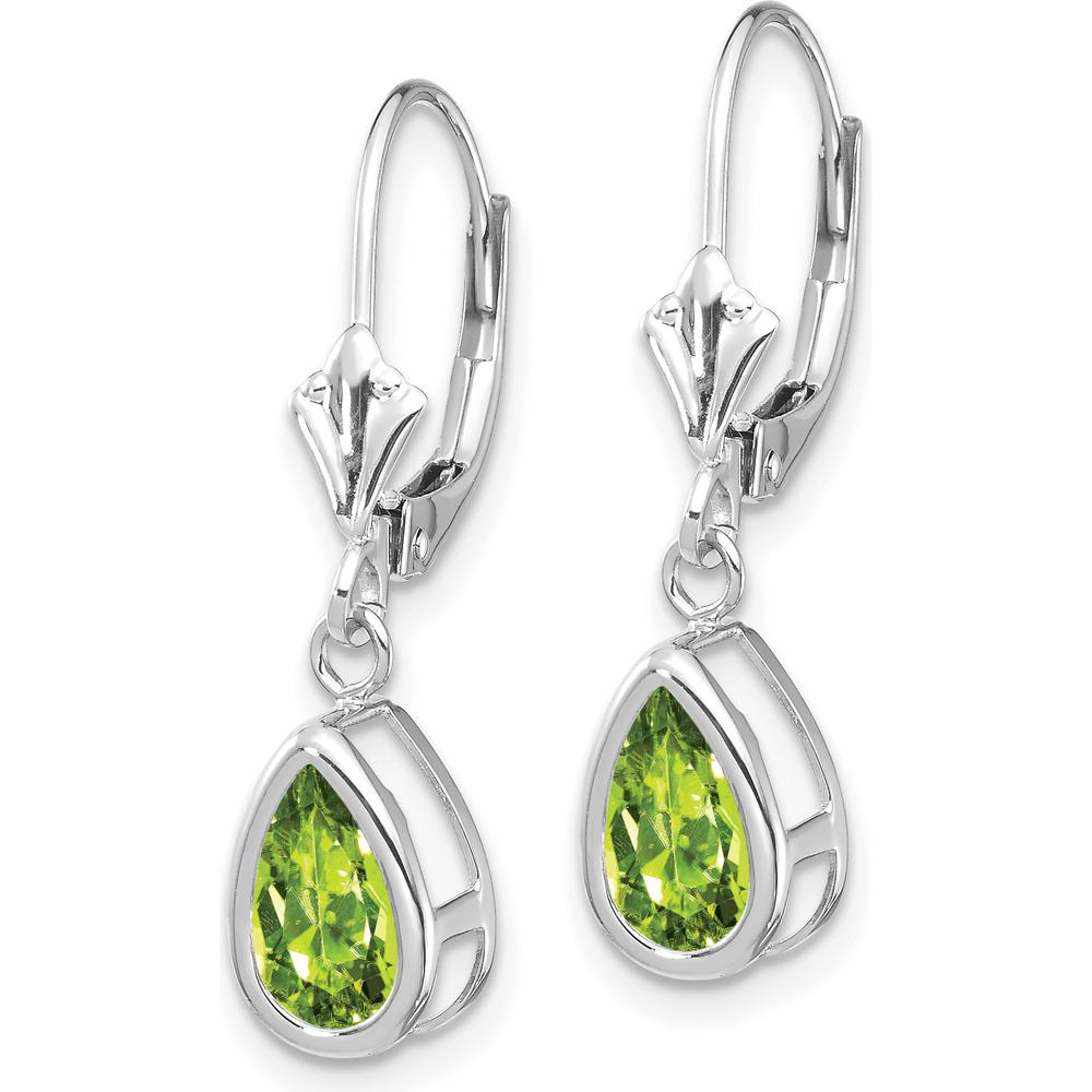 14K White Gold 8x5mm Pear Peridot Drop Earrings - 0.970 Carat Total Peridot Weight by Monteluci Fine Jewelry