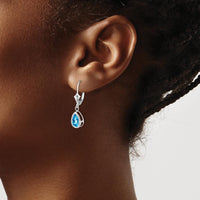 14K White Gold 8x5mm Pear Swiss Blue Topaz Leverback Earrings - 1.1 Carat Total Gem Weight by Monteluci Fine Jewelry