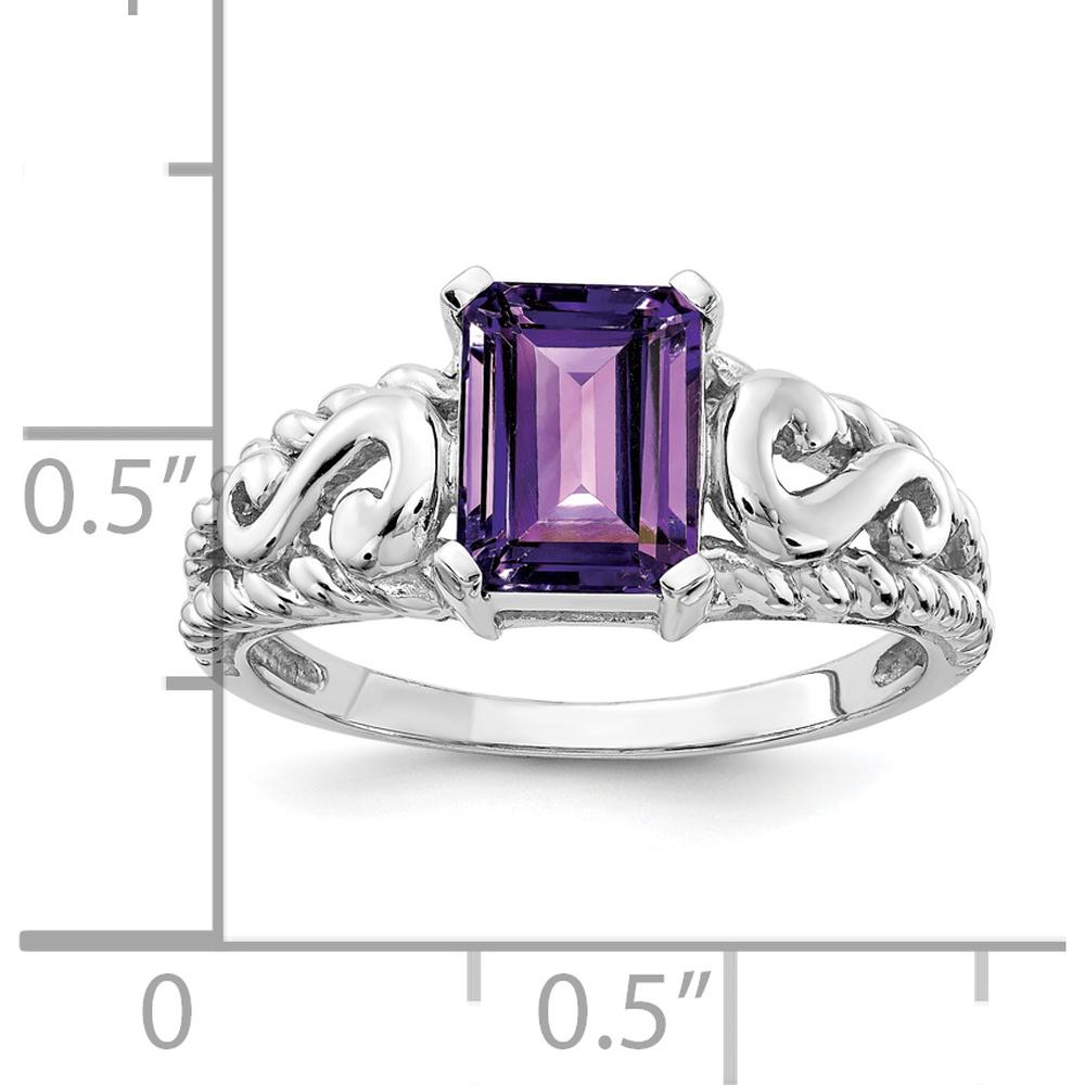 14K White Gold 8x6mm Emerald Cut Amethyst Ring - 1.45 Carat Amethyst by Monteluci Fine Jewelry